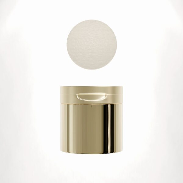 Madagascar vanilla powder jar styled on a clean white background in warm earth tones